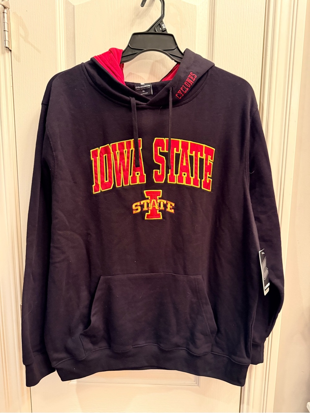Iowa State Cyclones Black Hoodie with Red & Gold Logo. Size XL